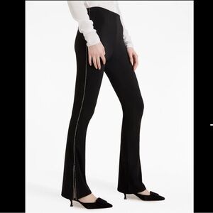 CINQ A SEPT Lainey crystal embellished black trousers pant with side slits sz.00